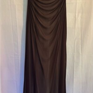 City Triangles Brown Ruched Maxi Skirt Cocktail